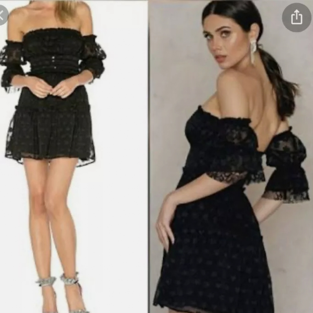 🍋For Love and Lemons Modern Love Off Shoulder Mini Dress- L